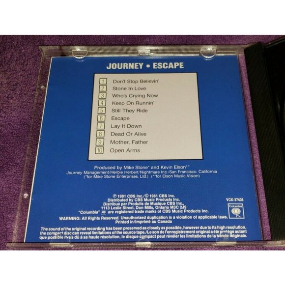 JOURNEY cd ESCAPE steve perry neal schon VCK-37408 canada - Picture 10 of 10